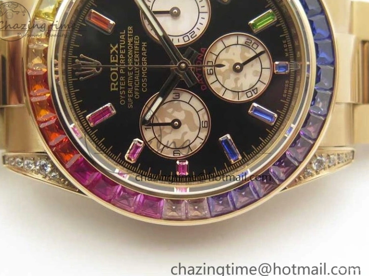 1230 Daytona 116595RBOW RG Rainbow Crystal BLF Best Edition Black Dial on RG Bracelet A RelaxedFit 3353